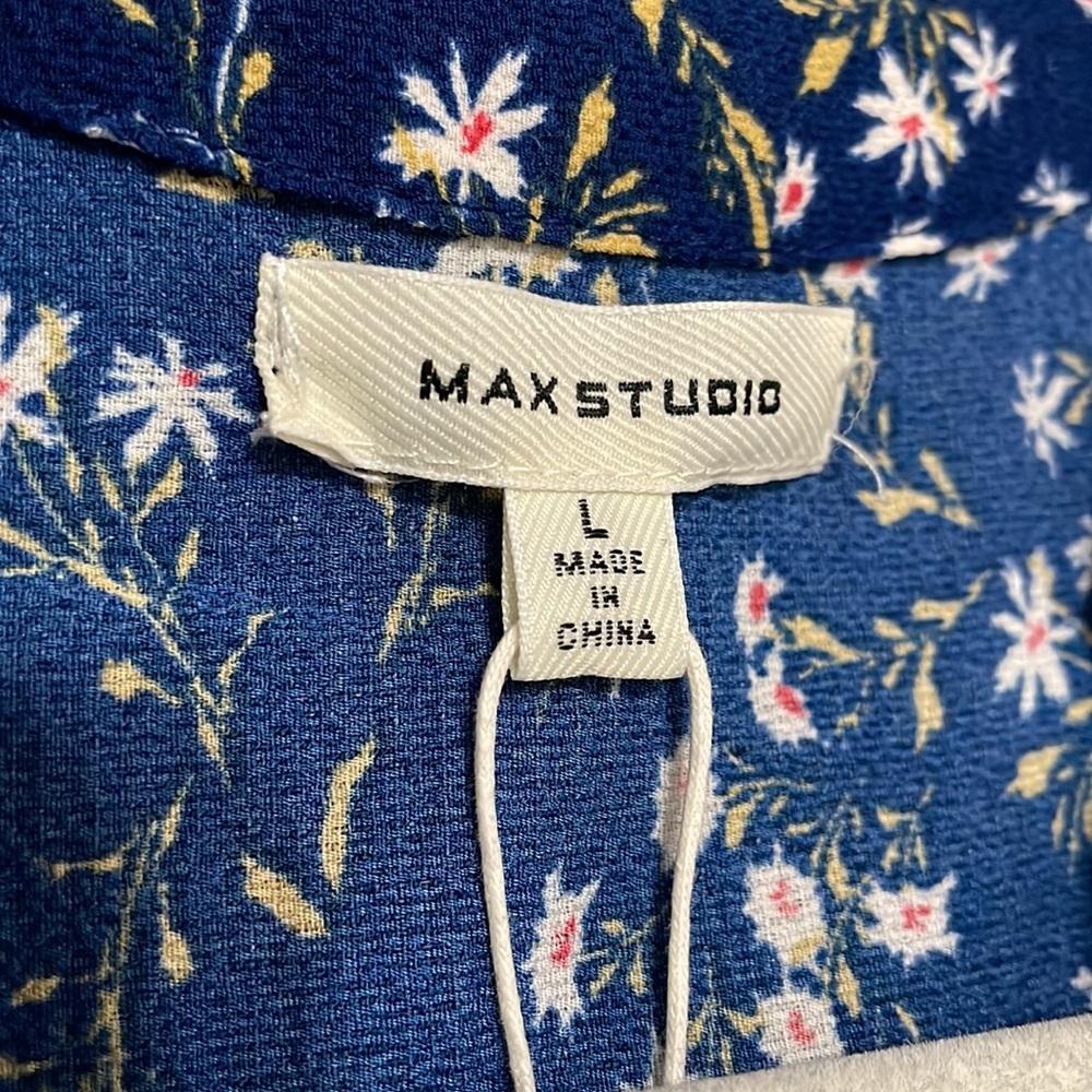 NWT Max Studio blue ditsy floral tiered ruffle casual dress - Picture 5 of 7